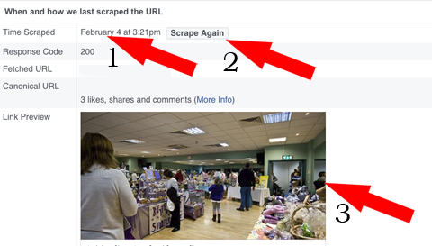 Example of Facebook last scraped details